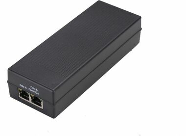 MicroConnect IEEE Gigabit PoE Injector UK schwarz / 802.3 AF / 15,4W 