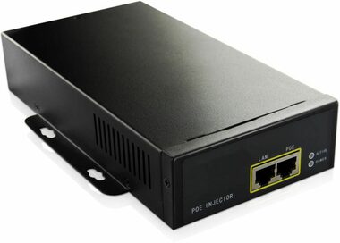 MicroConnect IEEE Gigabit PoE Injektor schwarz / 802.3 AF/ at / 95W 