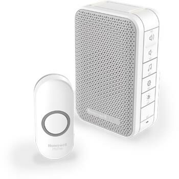 Honeywell Home DC313N Drahtlose Türklingel Serie 3/6 Melodien/tragbare Basis/Design. Taste