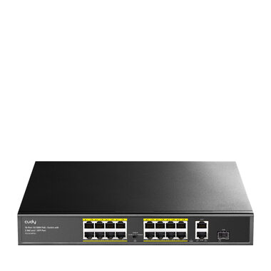 Cudy FS1018PS1 PoE-Switch / 16x PoE RJ45 / 2x RJ45 / 1x SFP / 1000Mbps / 200W