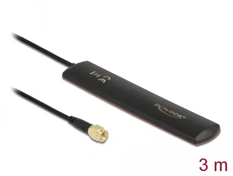 DeLock LTE-Antenne SMA 3 feste schwarze Klebemontage / 3 dBi / omnidirektional