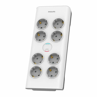 Philips SPN7080WA/58 weiß / Überspannungsschutz / Schuko / 8 Steckdosen / 2m