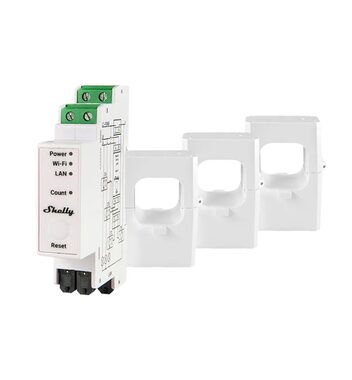 Shelly Pro 3EM 400A weiß / Dreiphasen-Verbrauchszähler / BT 4.2 / WiFi
