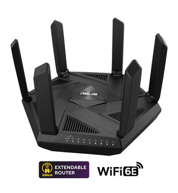 Asus RT-AXE7800 / WLAN-Router AXE7800 / 2,4 GHz 574 Mbit/s / 5 GHz 4804 Mbit/s / 6 GHz 2402 Mbit/s / WAN + 4X LAN / USB 3.2