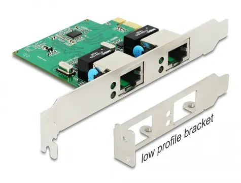 DeLock PCI-E x1 Netzwerkkarte 2x GLAN RJ45 (F)