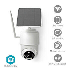 Nedis WIFICBO50WT / Outdoor-IP-Kamera / Solar / 1920 x 1080 / WLAN / microSD / IP65 / Android & iOS