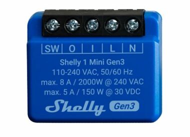 Shelly 1 Mini Gen3 - Schaltmodul 1x 8A (WiFi & Bluetooth)