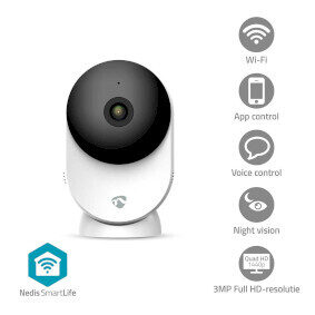 Nedis WIFICI12CWT / Smarte Innenkamera / WLAN / SmartLife / 3MP Full HD 1296p / microSD 