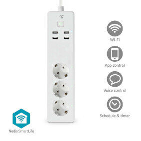 Nedis SmartLife Verlängerungskabel / WLAN / 4 x USB / 16 A / 3680 W / 1,80 m / -10 - 40 °C / Android
