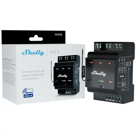 Shelly Wave Pro 3 LR DIN-Schienen-Schaltmodul / 3x 16A
