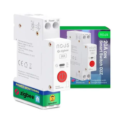Nous D2Z Zigbee DIN SMART Switch Modul 20A / 1 Kanal / mit Verbrauchsmessung