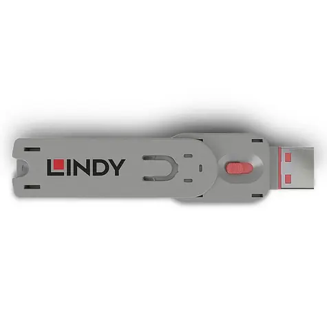 Lindy 40620 USB-Port-Blocker mit Schlüssel, pink / 4 Stück