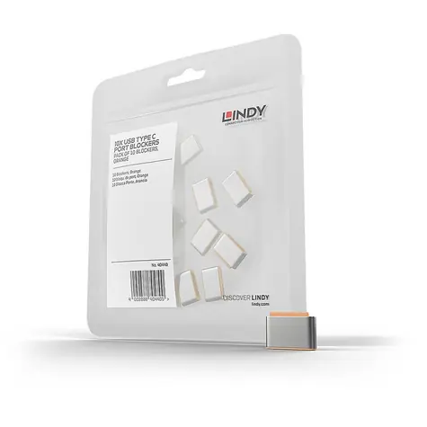 Lindy 40440 USB-C-Anschlussblocker, orange / 10 Stück