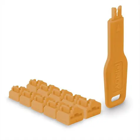 Lindy 47897 RJ-45 Portblocker mit Schlüssel orange / 10 Stück.