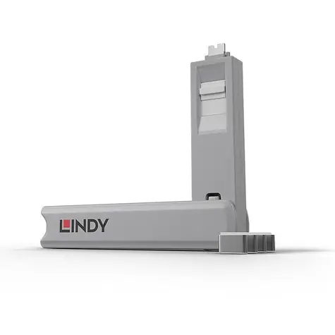 Lindy 40427 USB-C-Anschlussblocker mit Schlüssel weiß / 4 Stück.
