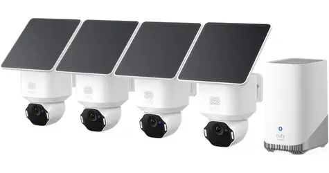 Anker Eufy E42 weiß / HomeBase 3 + 4X IP-Kamera mit Solarladung / 360° / Nachtsicht / microSD / WLAN / 4K