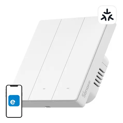 Sonoff SwitchMan Smart-Wandschalter M5 Mattweiß / 3 Tasten / 86 mm 