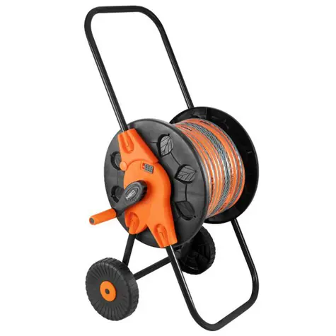Neo Tools 15-793 orange-schwarz / Gartenschlauchwagen mit klappbarer Halterung bis 60m 1/2" oder 20m 3/4"