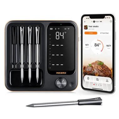 Inkbird BBQ-Funkthermometer mit 4 Sonden WiFi/100 m & Bluetooth/100 m