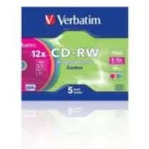 Verbatim 5 Stück CD-RW 700 MB 8-12x / Farbe / SlimCase