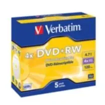 Verbatim 5 Stück DVD+RW 4,7 GB 4X / JewelCase
