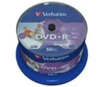 Verbatim 50 Stück DVD+ R 4,7 GB 16x (Wide Injekt Printable) / Spindl