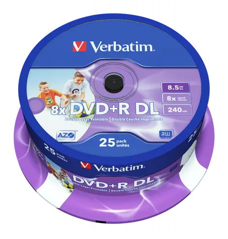 Verbatim 25 Stück DVD+ R DL 8,5GB 8x / Injekt Printable / Spindl
