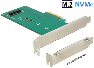 DeLock PCI Express x4 Karte > 1 x interner NVMe M.2 Key M 110 mm - Low Profile Formfaktor