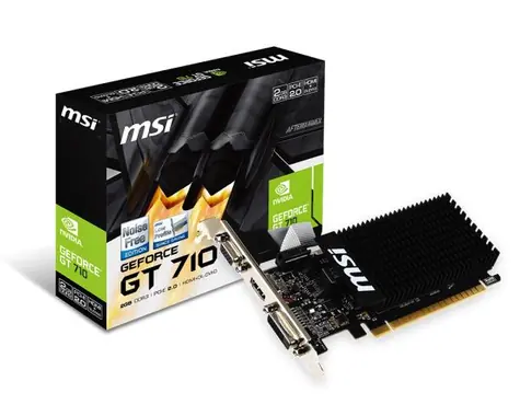 MSI GT 710 2 GB / GeForce GT710 954 MHz / 2 GB GDDR3 / 64 Bit / PCIe x16 / D-Sub+DVI+HDMI