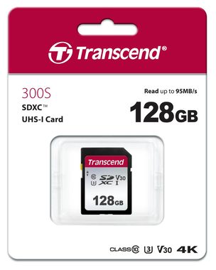 Transcend 300S SDXC 128 GB / UHS-I / U3 / V30 / R: 95 MB / W: 40 MB