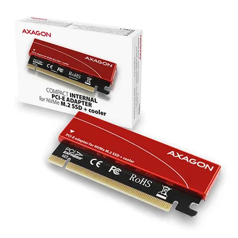 Axagon PCEM2-S, PCIe x16 - M.2 NVMe M-Key-Slot-Adapter, passiver Kühler