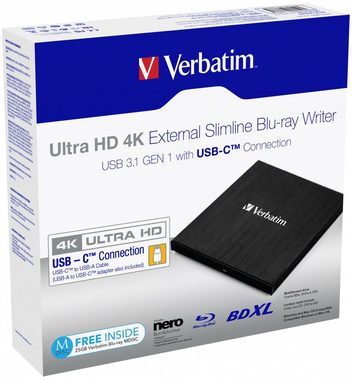 Verbatim externer Brenner Ultra HD 4K / BD-DVD-CD / USB-C