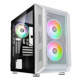 Kolink Citadel MESH RGB weiß / M-ATX / 2xUSB 3.0 + 1xUSB 2.0 / 3x120 mm ARGB / ohne Quelle / transparente Seite