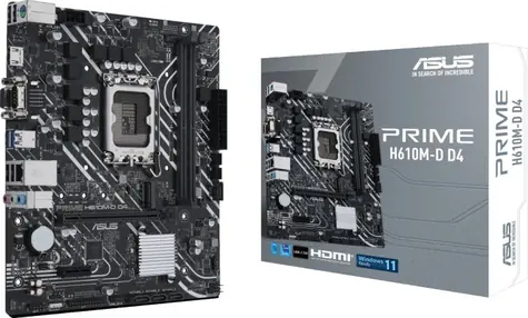 Asus Prime H610M-D D4 / H610 / LGA 1700 / 2x DDR4 / PCIEx16 / 1x GLAN / microATX