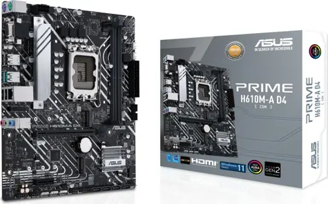 Asus Prime H610M-A D4-CSM / H610 / LGA 1700 / 2x DDR4 / PCIEx16 / 1x GLAN / microATX