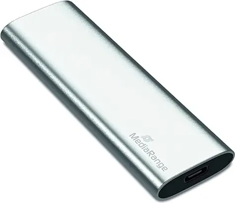 MediaRange MR1101 240 GB Silber / Externe SSD / M.2 SATA III / TLC / USB-C / R: 450 MB / W: 420 MB