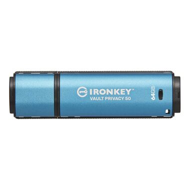 Kingston IronKey Vault Privacy 50 64GB blau / Flash Disk / USB 3.2 Gen 1 - (USB-A 3.0)