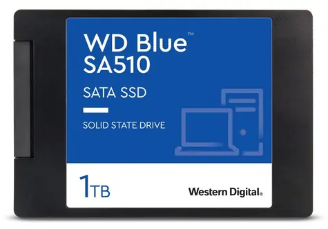 WD Blue SA510 1 TB / 2,5 Zoll SATA III / SATA 6 Gbit/s / R: 560 Mbit/s / W: 520 Mbit/s / TLC / 5 Jahre