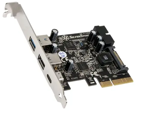 Silverstone ECU05 PCIe-Karte / 2x USB 3.0 & 1x USB 3.1 Typ C + 2x interner USB 3.0