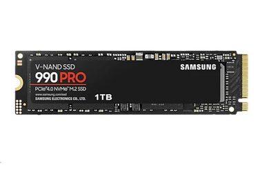 Samsung 990 PRO 1 TB / SSD / M.2 NVMe PCI-E 4.0 / TLC / R: 7450 MBit/s / W: 6900 MBit/s / IOPS: 1200 K und 1550 K / MTBF 1,5 MHz / 5 Jahre