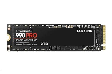 Samsung 990 PRO 2 TB / SSD / M.2 NVMe PCI-E 4.0 / TLC / R: 7450 MBit/s / W: 6900 MBit/s / IOPS: 1400 K und 1550 K / MTBF 1,5 MHz / 5 Jahre