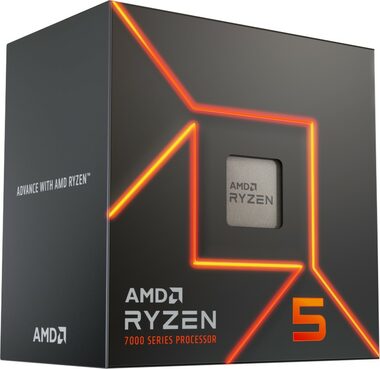 AMD RYZEN 5 7600 bei 3,8 GHz / Turbo 5,1 GHz / 6C12T / L2 6 MB L3 32 MB / AM5 / Zen 4 / 65 W