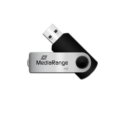 MediaRange MR907 4GB Silber / 4 GB / USB 2.0 Typ A / Schreibgeschwindigkeit 4 MB/s / Kunststoff + Metall