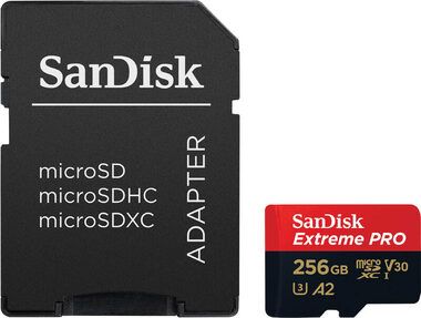 SanDisk Extreme PRO microSDXC 256 GB + Adapter / Klasse 10 / UHS-I / Lesen: bis zu 200 MB