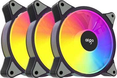 Aigo Set 3 in 1 AR12 ARGB schwarz / 3 Stück / 120x120 / Flüssigkeitslager / 24dB @ 1200RPM / 48 CFM / 6-polig / ARGB
