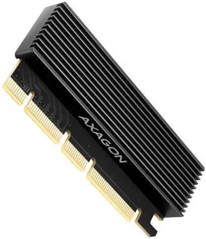 Axagon PCEM2-XS, PCIe x16 - M.2 NVMe M-Key-Slot-Adapter, Abdeckung mit Kühlkörper für passive Kühlung 