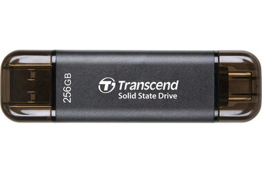 Transcend ESD310C Externe SDD 256 GB grau / USB-A/C 3.2 Gen 2 / R: 1050 MB / W: 950 MB