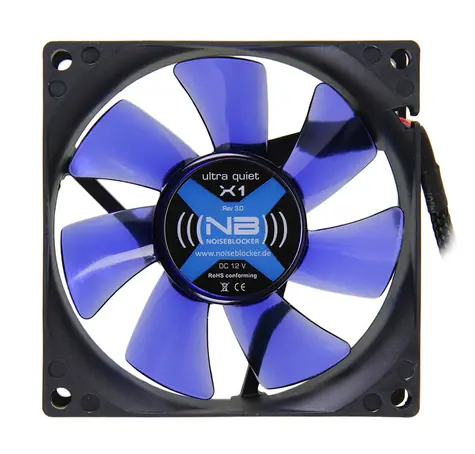 Noiseblocker BlackSilent Fan X1 blau / 80 mm / 10 dB bei 1300 U/min / 15,3 CFM / 3-polig