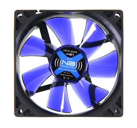 Noiseblocker BlackSilent Fan XE1 blau / 92 mm / 17 dB bei 1500 U/min / 29,42 CFM / 3-polig