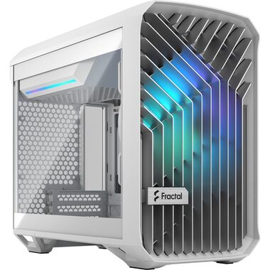 Fractal Design Torrent Nano RGB TG Clear Tint weiß / Mini-ITX / 2x USB-A 3.2 / 1x USB-C 3.2 / ohne Netzteil / Staubfilter